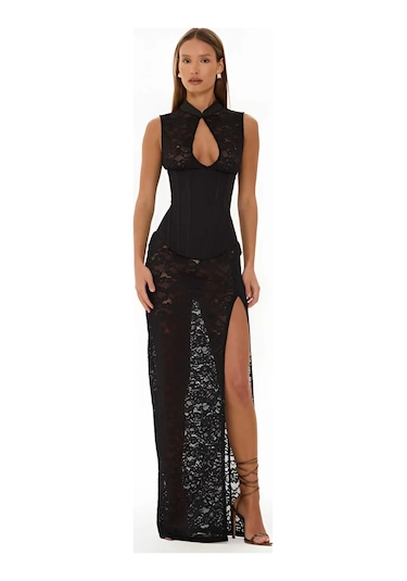 Havens Sedona Corse & Dantel Elbise + G-string Siyah