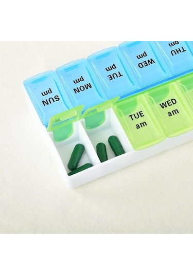 Likeable Sabah/öğleden Sonra Haftalık Hap Kutusu Taşınabilir İlaç Seyahat Kutusu Braille İle