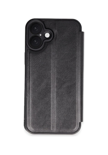 Mey İthalat Apple Uyumlu iPhone 16 Plus Kılıf Flip Cover - Siyah