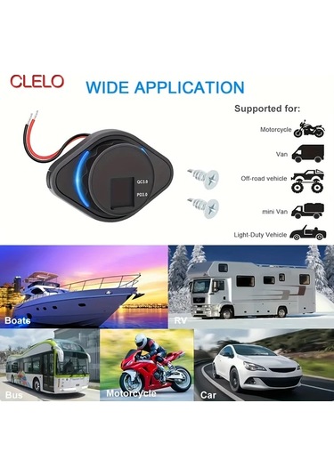 Honeybeeshop Clelo 12v Usb C Soket Çift Pd3.0 Qc3.0 24w 24v Araba Usb Portu Tip C 1 Takım