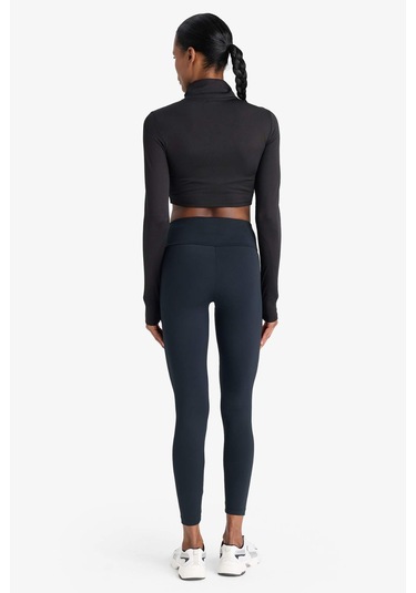 Defacto Defactofit Yüksek Bel Baskılı Beli Saran Esnek Kumaş Sporcu Tayt B4147ax25aubk81 SiYAH