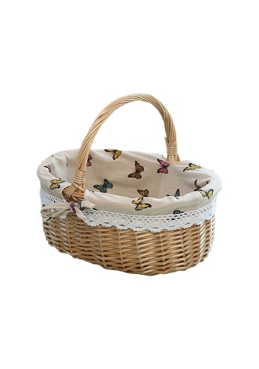 Cbtx Saplı Hasır Piknik Sepeti Söğüt El Dokuma Oyuncak Saklama L Kelebekler