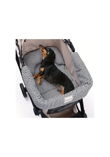 Fochsia Siyah 3 Parça Evcil Hayvan Arabası Yatağı Seti Yastıklı Yastık Yıkanabilir