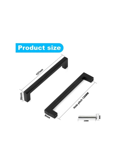 10'lu Paket Siyah Mutfak Kulpu Paslanmaz Çelik Mutfak Dolabı Kapı Kulpu 128 Mm