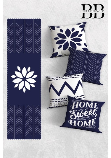 Belle Benoit Baskılı Runner & Koltuk Kırlent Kılıfı Set Desen35