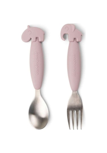 Done By Deer - Deer Friends - Paslanmaz Çelik Çatal Ve Kaşık Seti - Pembe