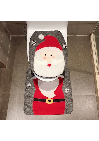 Xindoker Noel Temalı Flanel Tuvalet Kapağı Ve Bati Seti - Renkli Desen Seçenekli Islak Tutmayan Bez Malzeme Çok Renkli