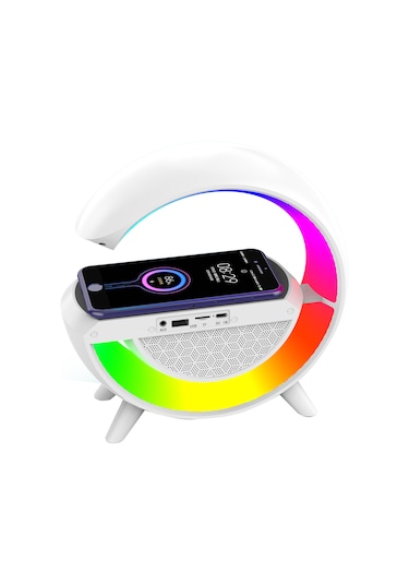 Mikado Md-g111 Beyaz 10w 1800mah Bt/tf/usb/15w Wireless Şarj Rgb Işıklı Speaker