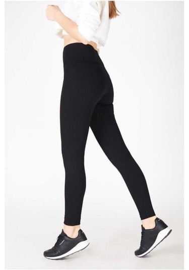 Kadın 2"li Siyah Modal Elastan Likralı Penye Uzun Tayt 2101 SiYAH
