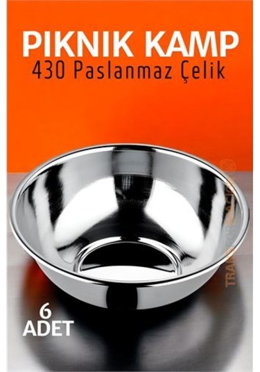 Modacar Paslanmaz Çelik Yemek Tası Çorba Kasesi Kamp Piknik Tabağı 6 Adet