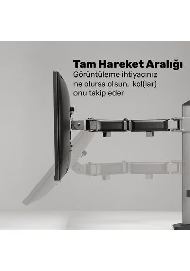 Npo Std55024s Basic 17"-32" Geniş Aralıklı Hareketli Vesa Çift Kol Monitör Tutucu