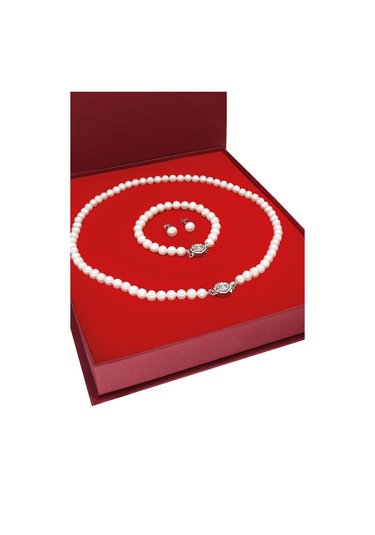 Chavin Doğal İnci Kolye Küpe Bileklik Özel Kutulu Set Ep96by