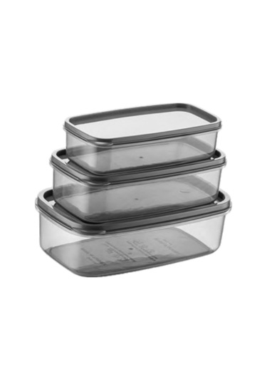 Oval 3 Parça Hava Almaz Sızdırmaz Saklama Kabı Seti Füme 300/500/800 Ml Füme