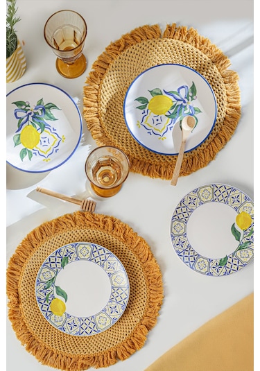 Keramika Lemon Bliss Ege Pasta Tabağı 20 Cm 4 Parça 22089-92 Çok Renkli