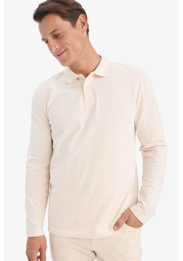 DeFacto %100 Pamuk New Regular Fit Polo Yaka Basic Düz Uzun Kollu Dokulu Pike Tişört D7530AX25SPWT46 DeFacto %100 Pamuk New Regular Fit Polo Yaka Basic Düz Uzun Kollu Dokulu Pike Tişört D7530AX25SPWT46