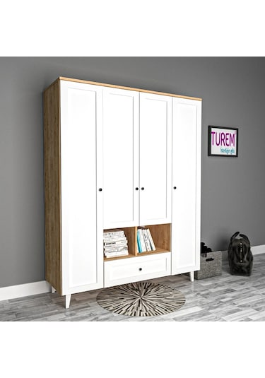 Angel 4 Kapılı Gardrop Mdf Sis Gri