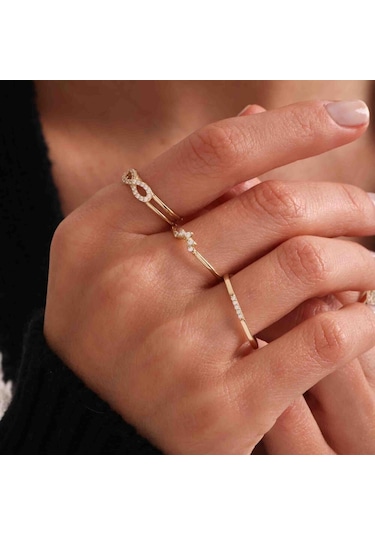 Altın Yüzük Single Form T12885 Renkli