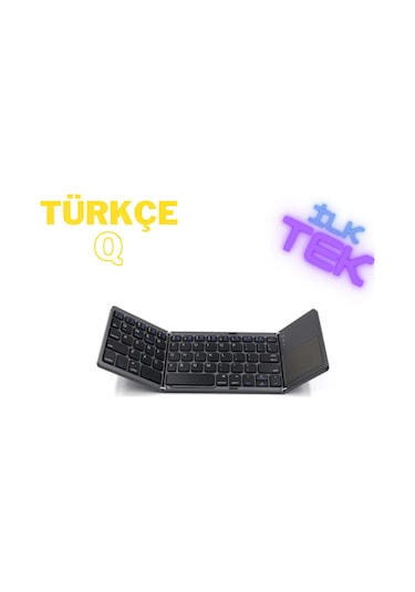 Plentiful Katlanabilir Bluetooth Type-c Klavye Türkçe Q Android / Apple Uyumlu iOS Siyah