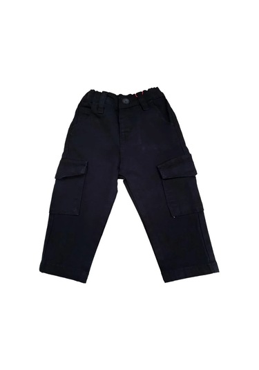 Erkek Bebek Cep Detaylı Kargo Pantolon-13592 Siyah