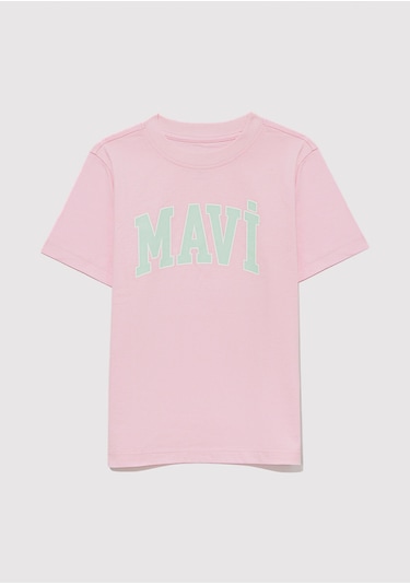Mavi - Mavi Logo Baskılı Pembe Tişört 7610109-86953 Pembe