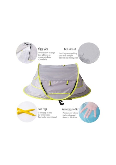 Bebek Plaj Çadırı Taşınabilir Açılır Çadır Upf 50+ Güneş Barınakları Sivrisinek Ağlı Bebek Gölgeliği Bebekler İçin Güneş Gölgeliği Plaj Şemsiyesi Gri