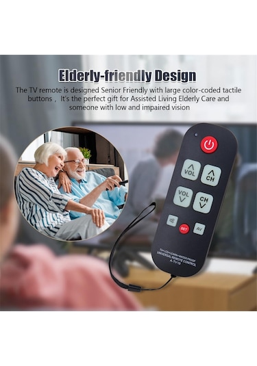 A-tv10 Yaşlılar İçin Tv Uzaktan Kumandası Evrensel Kontrol Cihazı Basit Su Geçirmez