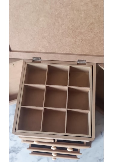 Hobi Adn Takı Kutusu Çok Fonksiyon 7 Çekmece Kutuda Sevk Mdf El Yapım Kahverengi