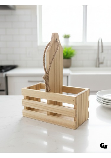 Ahşap Doğal 2li Yağdanlık Ve Sosluk Altı Ihlamur - Kavak 1 Adet Ahşap