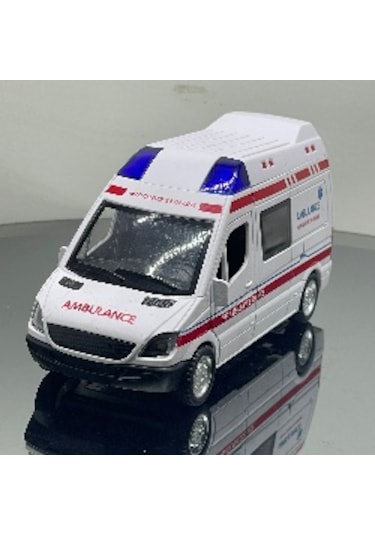 Sesli Işıklı Ambulans Metal Oyuncak Araba