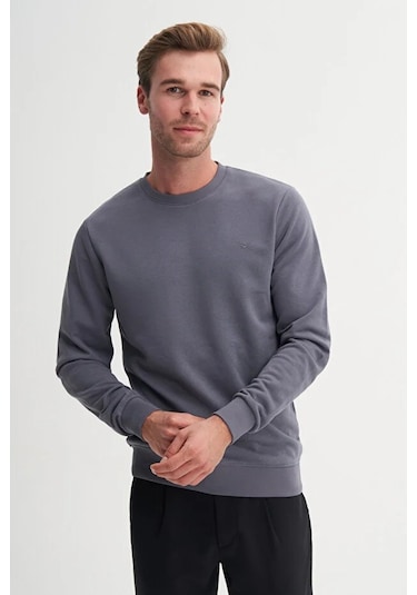 Cazador Slim Fit Mevsimlik 3 İplik Pamuk Karışımlı Sweatshirt-56100 Gri