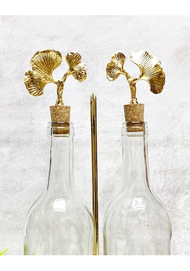 Şeffaf Yağlık Akıtmaz Ginko Model Mantar Tıpalı 750ml Yağdanlık V