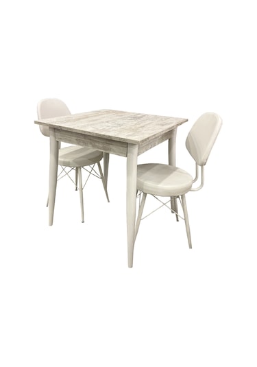 Mendel Masa Ve Eyfel Sandalye Takımı, Kristal, 70x70 Beyaz