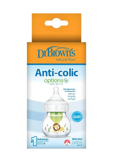 Dr. Browns Geniş Ağız Anti-kolik Cam Biberon 60 Ml Aslan Desenli - Standart Standart