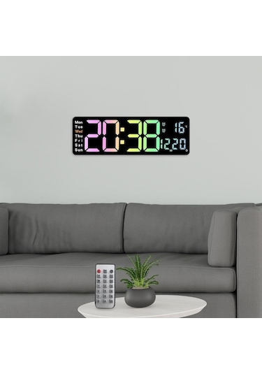 Didadodo Suntek Dijital Duvar Saati Sıcaklık Ve Tarih Hafta, Saatölçer Siyah