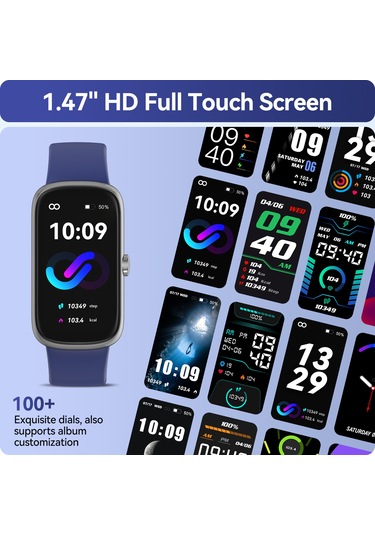 Geeroyoo Anyloop Alb1 Akıllı Saat - Kalp Atımı, Kan Oksijeni Ve Uyku İzleyici - Ip68 Su Geçirmez - 20+ Spor Modu - Adım Ve Kalori Sayaç - Erkek/kadın - Lacivert