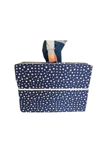 Tek Kişilik Katlanır Yer Yatağı Sünger Yatak Lacivert Yıldız 80x180 Cm-6 Cm