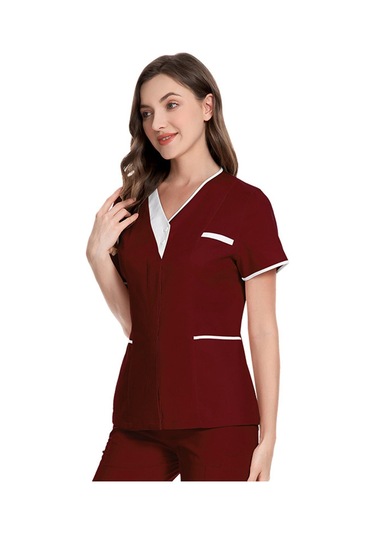 Suntek Kadın Scrubs Estetisyen Güzellik Salonu Kırmızı