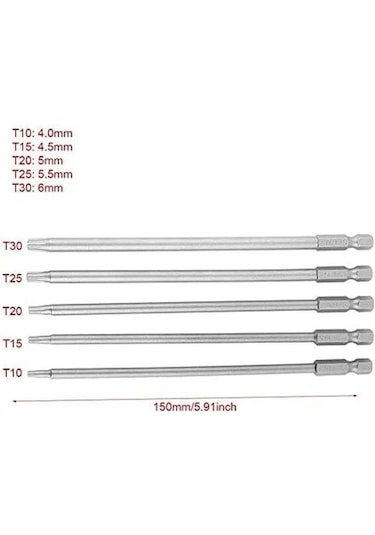 150 Mm Uzun Bits Delikli Torx Uç Seti 5 Li
