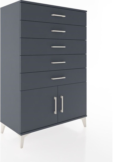 Hyperion Dolap 5 Çekmeceli 2 Kapaklı 88x44x134 Antrasit-antrasit Antrasit