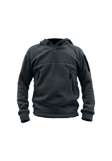 Genius Store 507539745 Kapşonlu Kombat Tactical 3 Cep Erkek Polar Füme