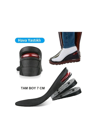Hava Yastıklı Boy Uzatıcı Tabanlık Ayakkabı Topuk Air Tam Boy 7 CM