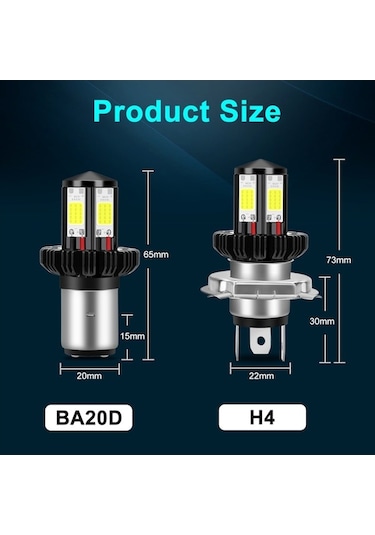 Ganzhoushop Suntek Motosiklet Motosiklet Lo Led Işın Hi Far Beyaz Ba20d Ampülleri 6000k Eg Beyaz