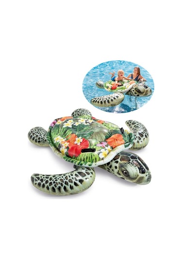Kaplumbağa Desenli Binici 191x170 Cm, Şişme Deniz Havuz Yatağı Yeşil
