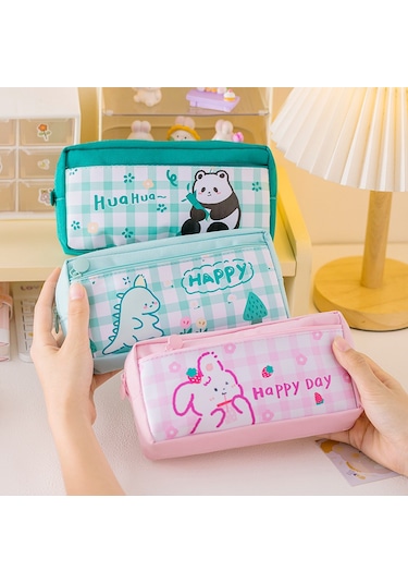 Tuomeng Yeni Menekşe-tavşan Sevimli Büyük Kapasiteli Kırtasiye Çantası Öğrenci Iyi Görünümlü Kalem Kutusu Karikatür Çok Fonksiyonlu Kalem Çantası