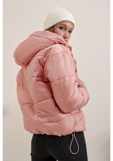 Bigdart 5117 Kapşonlu Şişme Mont - Pudra 001