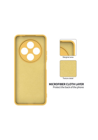 Xiaomi Poco M7 5g İçin Düz Renk Sıvı Silikon Damlamaz Tam Kapsama Telefon Kılıfı Sarı