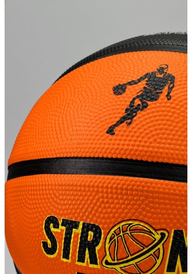 Telvesse Strong Basketbol Topu Pompalı Full Kauçuk Dayanıklı Deep Channel Kabartma No:7 B12 Turuncu