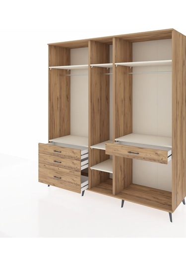 Kronos Dolap 7 Raflı 4 Çekmeceli 3 Askılı 220x59x243 Çam-aytaşı/çam Aytası/atlas Çam