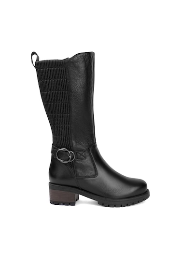 Voyager 9869 Kadın Hakiki Deri Klasik Çizme Siyah 001