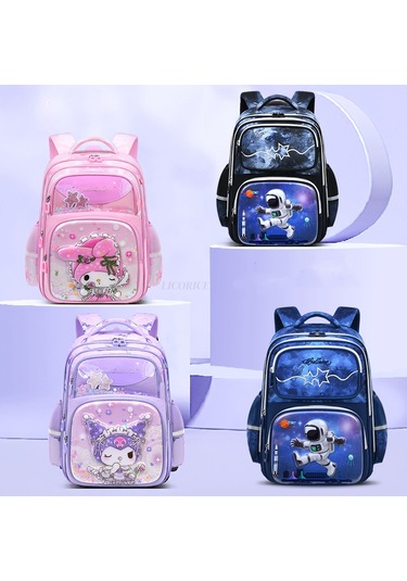 Happychildhood İlköğretim Okulu Okul Çantası Kadın Kuromi Üç Dört Çocuk Kız Kız Hafif Omurga Mor Büyük Boy